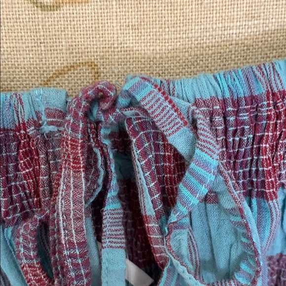 FREE PEOPLE VIVI COTTON CROPPED SMOCKED STRIPED CROP TOP IN BLUE/RED SZ. S , L - Picture 10 of 16